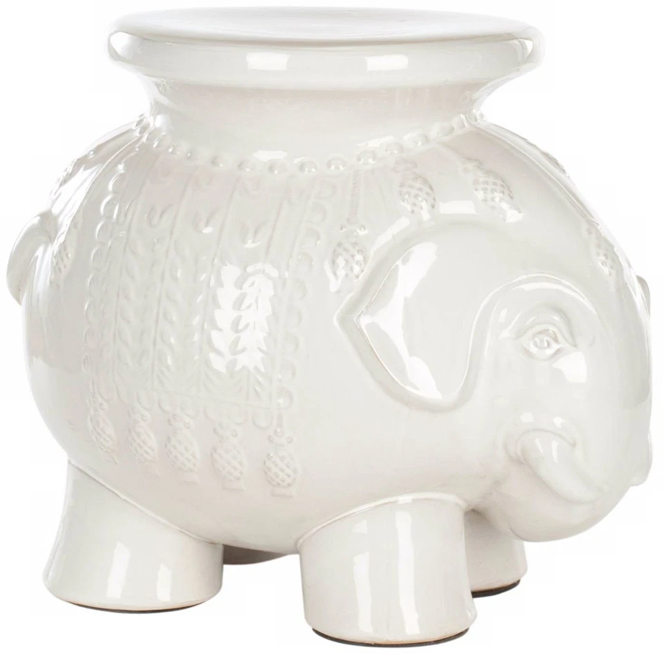 Safavieh Elephant White Ceramic Garden Stool - Image 3 of 3