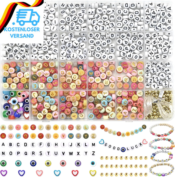 Fembw Buchstabenperlen FüR ArmbäNder 1000 StüCk 7Mm A-Z Rund Buchstaben Perlen S-image