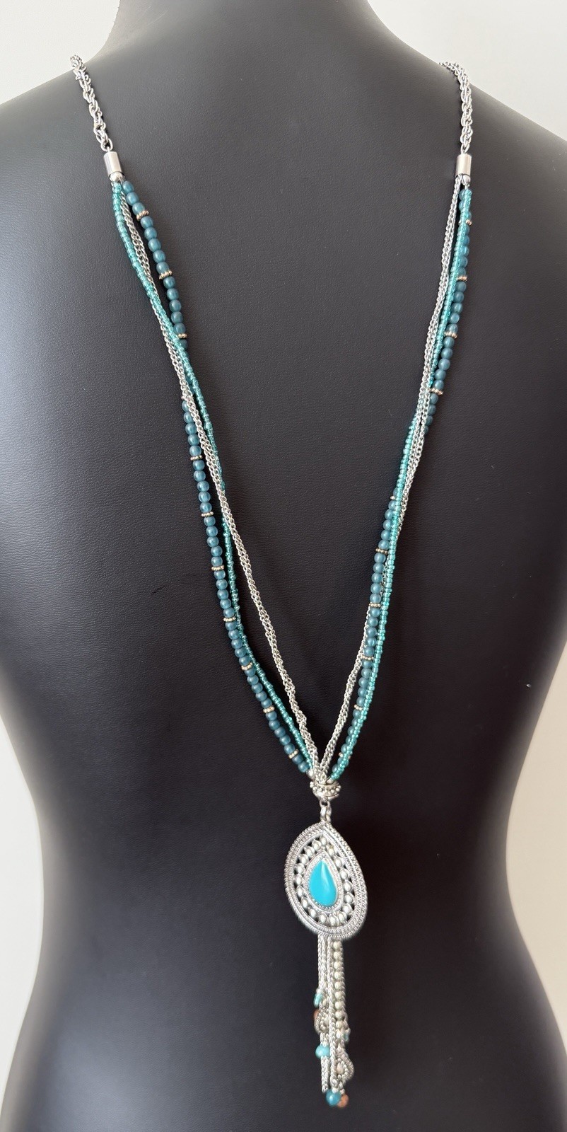 Ruby Rd. Silver Tone Turquoise Bead Multi Strand … - image 2