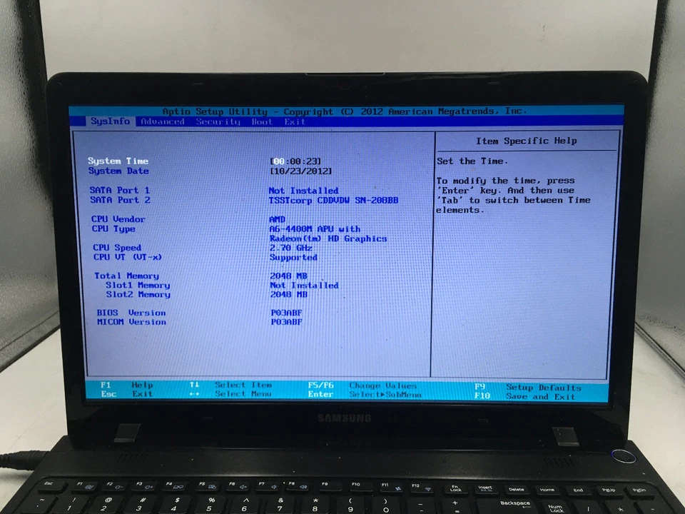 SAMSUNG NP365E5C - BOOTS TO BIOS - AMD A6 4400M - 2GB RAM - 15" - NO OS -READ-BB - Image 2 of 4