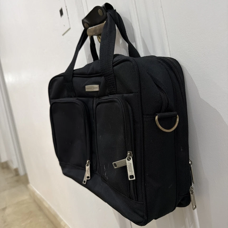 Винтажный Geoffrey Beene ноутбука Messenger сумка Tech мульти карман с подкладкой черный путешествий - Изображение 4 из 4