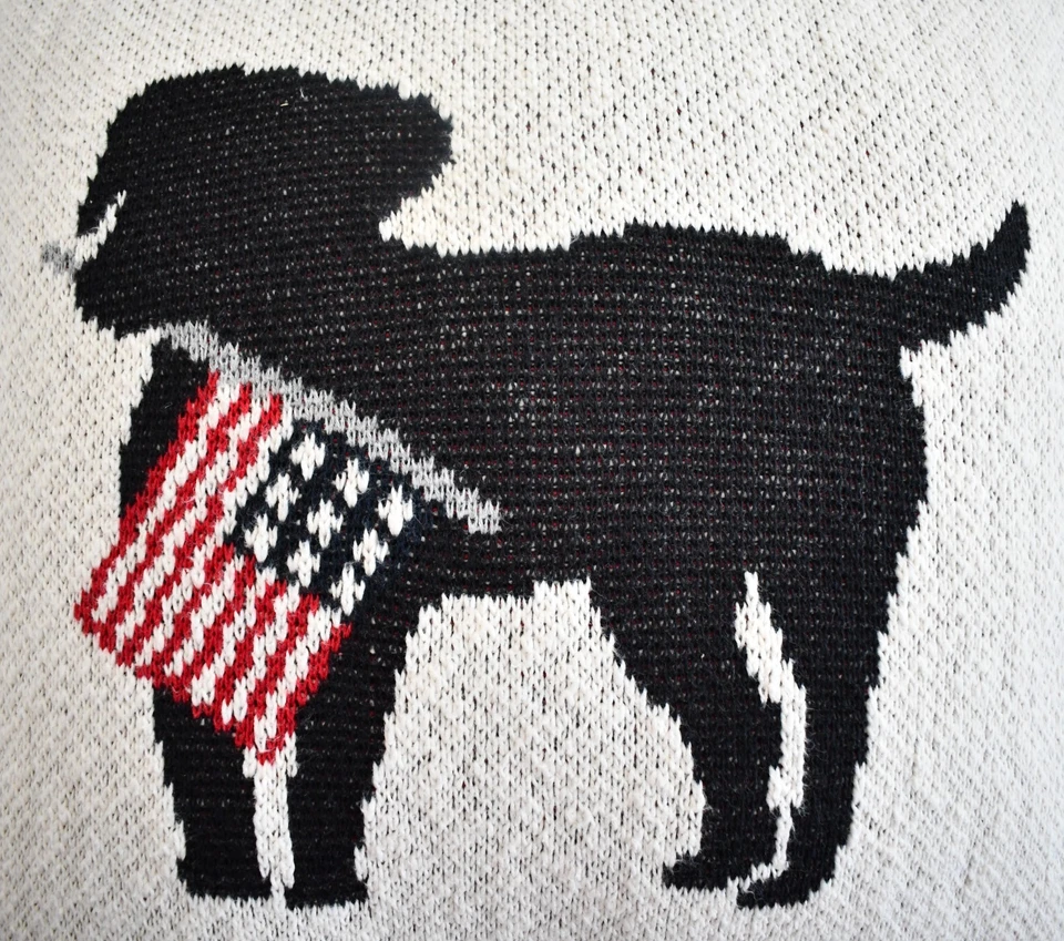 New BROOKS BROTHERS Americana Dog with USA Flag Indoor/Outdoor Decorative Pillow - Image 3 of 4