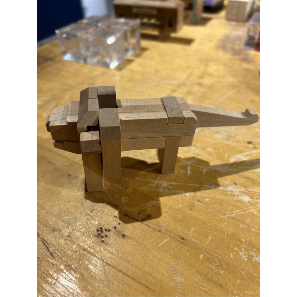 Quebra-cabeça japonês vintage - Quebra-cabeça de madeira - Leão de 4 pol. - Kumiki - Imagem 4 de 4