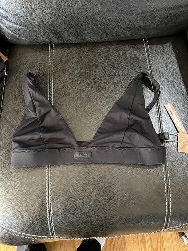NWT SKIMS Signature Swim Onyx Black Plunge Bikini Top Women's Large L