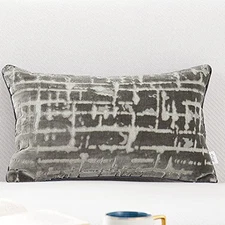  Rectangle Geometrical Plaid Striped Cut Velvet Throw Pillow Cover 12x20 Inch 