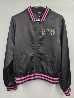 BT21 Bomber Lightweight Women's Black With Neon Jacket Size Medium