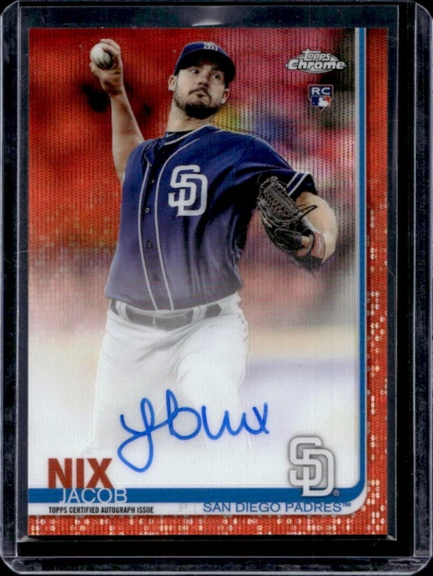 2019 Topps Chrome Jacob Nix Rookie Auto RC Orange Wave Refractor #22/25 Padres