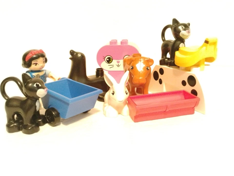 Lot Of 6  Lego Duplo Animal Figures Cat Rabbit Cow Seal Snow White Minifigure - Image 2 of 2