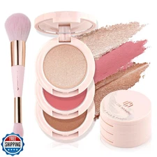 Color Nymph 3 Colors Contour Blush Highlighter Makeup Palette | 3-IN-1 Multi-