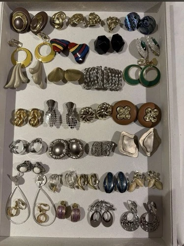 New ListingLot of 60 Vintage and Modern Earrings Clip On and Post Costume Jewelry