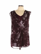 H By Halston Women Red Sleeveless Blouse 12