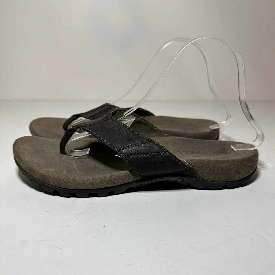 Merrell Mens Flip Flops Size 7 Brown Leather (J598617) (121 Box 15) - Image 2 of 4