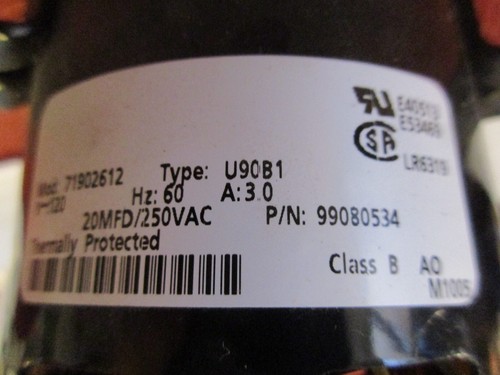 FASCO 71903026 Motor Assembly ~ DIV600/120 ~ 120V 250VAC Hz60 Type U90B1 ~ NIB - Picture 8 of 11