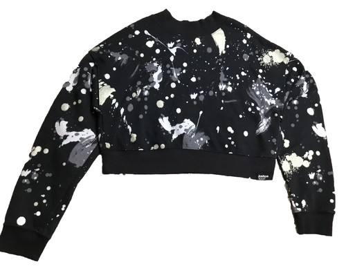 JUSTICE Girls 16/18 18/20 PAINT SPLATTERED CROPPED SWEATSHIRT PANTS OUTFIT - Picture 2 of 4