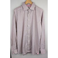 NWT Eton Plaid Button Front Cotton Shirt Brown 40 16 1/2