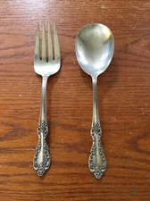 Wm Rogers GRAND ELEGANCE 2 Serving Fork Spoon Vintage Silverplate Flatware X