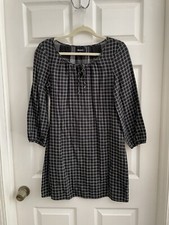 Madewell Small Dress Hayden Plaid Flannel Shift Black Ivory