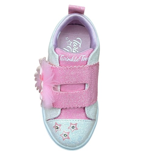 Skechers Toddler Girl's Twinkle Toes Slip-on Sneakers Size 9 White/Pink Glitter - Picture 4 of 12