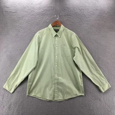 Eddie Bauer Long Sleeve Shirt Mens XL Green Cotton Collared Pockets Button Down