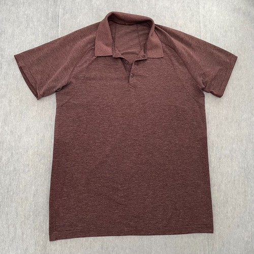 Lululemon Shirt Adult Large Burgundy Polo Metal Vent Breathe Short Sleeve Mens L