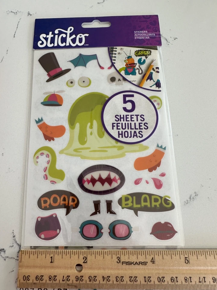 Sticko Autocollant Hágalo Usted Mismo Monster Paquete Abatible 5 Hojas 207PC Varios PC Álbumes de Recortes Foto 4 de 4