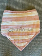 Aden & Anais Pink Stripe Classic Bandana Bib - Monogrammed "Charlotte"