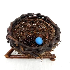 Vintage Handmade Vine Wicker Bird Nest Bird Decorative Small 4"