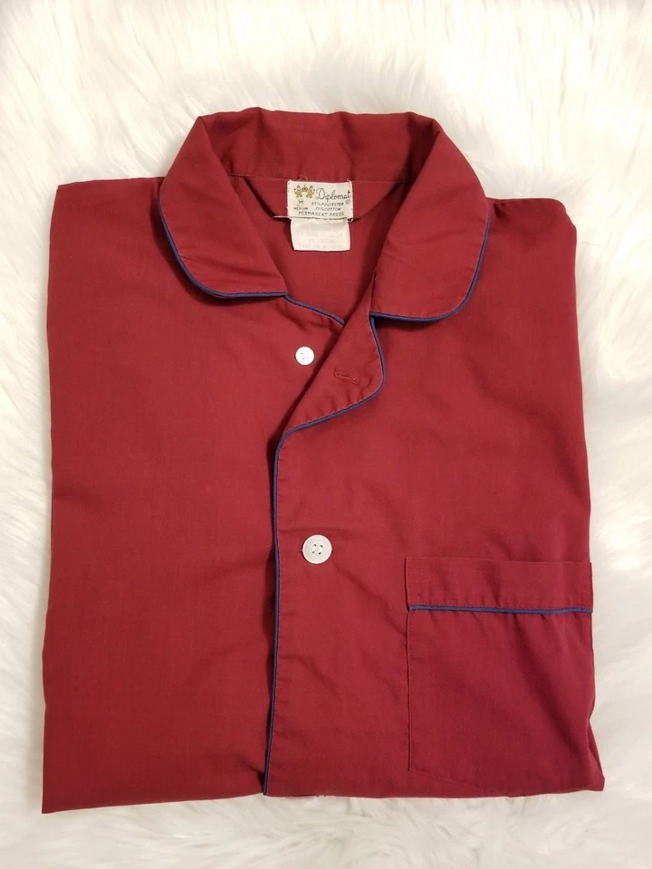 Vintage Unisex Boyfriend Style 70s Soft Diplomat Sleep Shirt Night Shirt Size M - Image 3 of 4