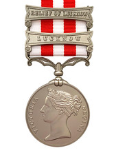 British Indian Mutiny Medal. Full Sized replica w/ Lucknow & Relief Lucknow bars