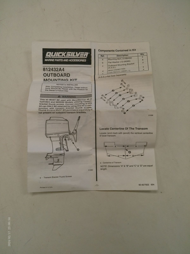 MERCURY QUICKSILVER ENGINE MOUNTING KIT 812432A 4 MARINE BOAT - Foto 5 di 7