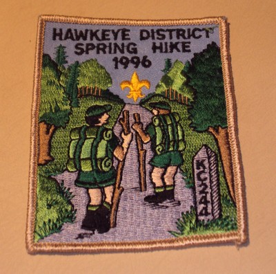 BSA Mid Iowa council Hawkeye District Spring Hike patch 1996