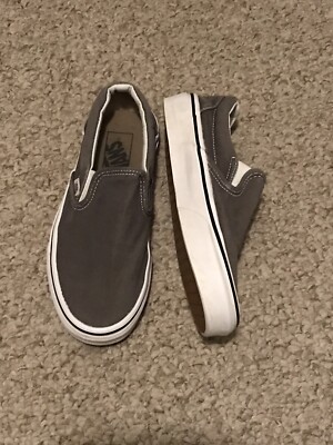 Vans Gray Canvas Womens, Mens Classic Slip On Sneakers Solid Low  Top