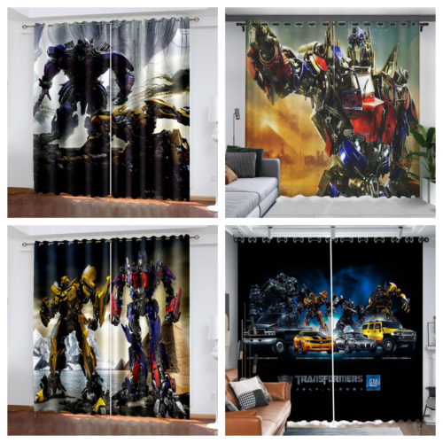 Boys 3D Transformers Curtains Blackout Curtains Window Curtains Ring Top Eyelet - Afbeelding 1 van 22