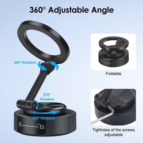 360° Adjustable Magnetic Vacuum Suction Cup Car Phone Holder Mount for MagSafe - Picture 5 of 7
