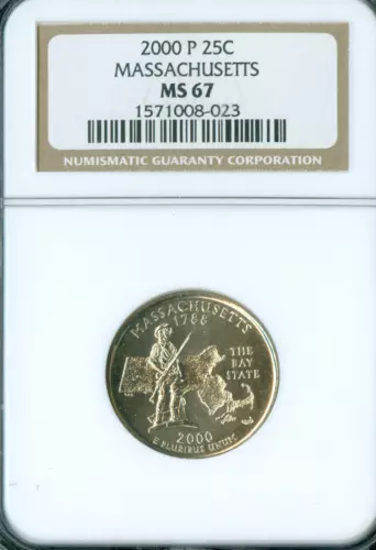 2000 P MASSACHUSETTS STATE QUARTER NGC MS67 .