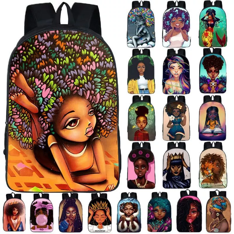 Cartoon cute afro girl backpack new arrivals