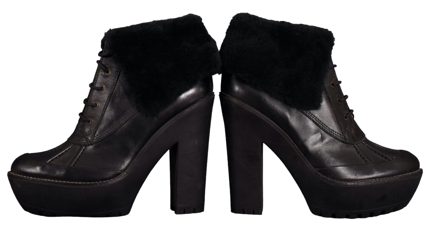 POLO Ralph Lauren Boots Henrietta Platform Heel Shearling Calf Leather US 6 NEW image 4