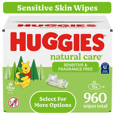 Huggies Natural Care Sensitive Baby Wipes, Unscented, Gentle Clean, 288-960  Ct