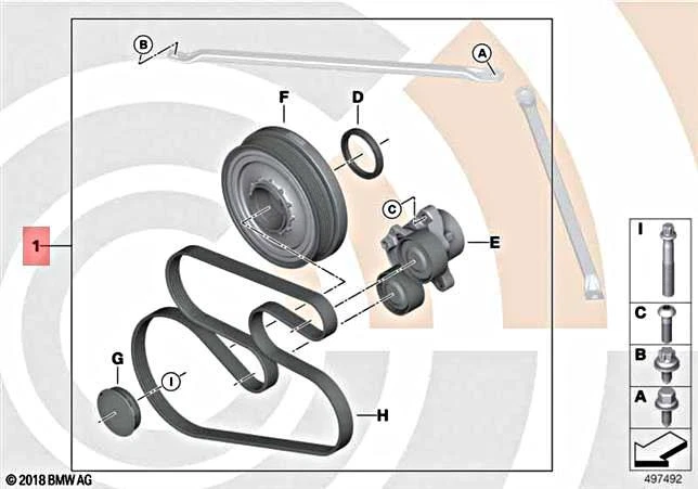 Genuine BMW F22 F30 F31 F34 REPAIR KIT FOR BELT DRIVE COMPLETE 