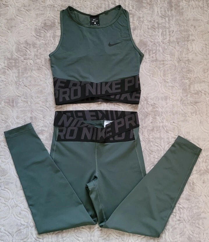 Nike pro dri fit intertwist crop bra& leggings 2 piece set XS Women's