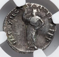 EMPIRE Emperor Domitian 92 AD NGC w/ MINERVA Rome Ancient Silver Roman Coin D201