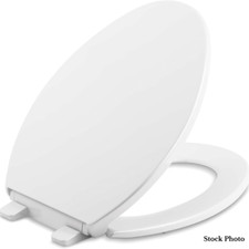 Kohler K-20110-0 Brevia Elongated Toilet Seat with Grip-Tight Bumpers, Quiet-Cls