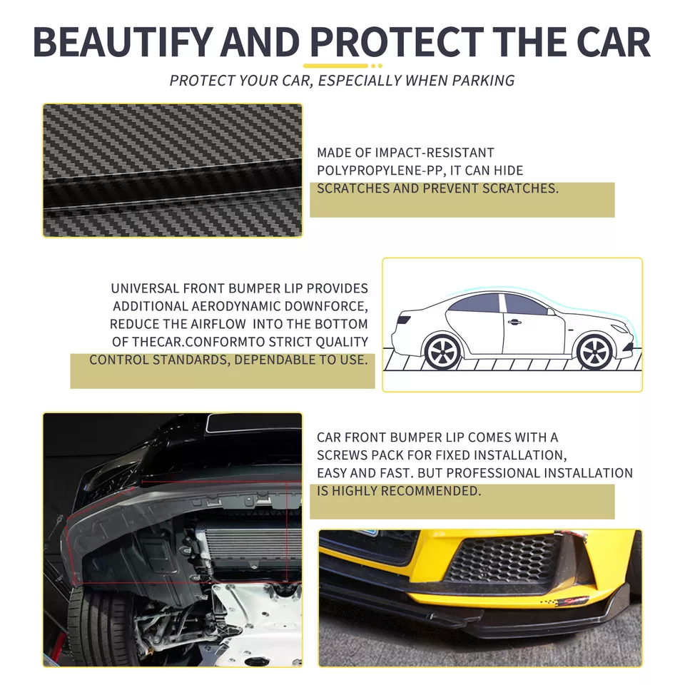 Carbon Front Bumper Lip Splitter Spoiler Body Kit For Kia Forte Koup 2010-2017 Foto 4 de 4