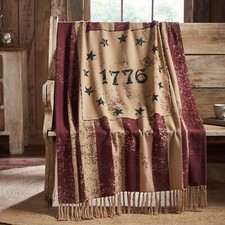 Primitive Patriotic Americana 1776 BETSY ROSS FLAG THROW Woven Blanket Coverlet
