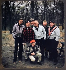 Boy Scout Troop 142 - Group of boys & leaders - Stereo Realist Slide 1957 (#171)