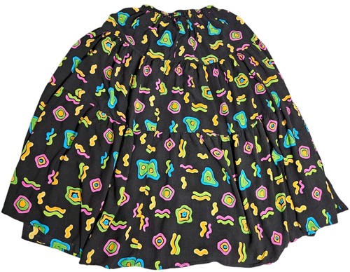 Vtg Cactus Flower Skirt Maxi USA Womens Average One Size Black All Over Print - 第 2/8 張圖片
