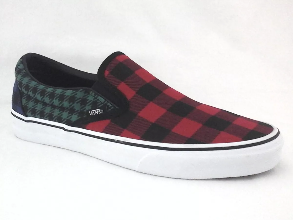 VANS Buffalo Check Red Green Blue Slip On Skate Shoes Men s US 10 UK 9 EU 43 NEW