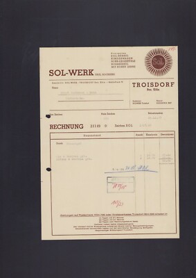 TROISDORF, Rechnung 1937, Sol-Werk Paul Hochherz Sessel Kinderwagen |  eBay.de