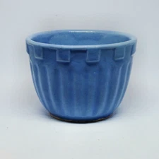 Beautiful  Rare 1940's Watt Pottery Blue Corn Row Custard Cup