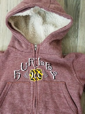 Hurley boys purple zip up hoodie sweatshirt 18 months faux fur